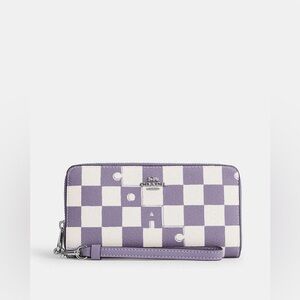 Coach Long Zip Around Wallet With Checkerboard Print NWT